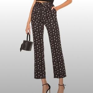 LPA Revolve Arturo Pant Sheila Floral Black Rose Motif Small Tencel